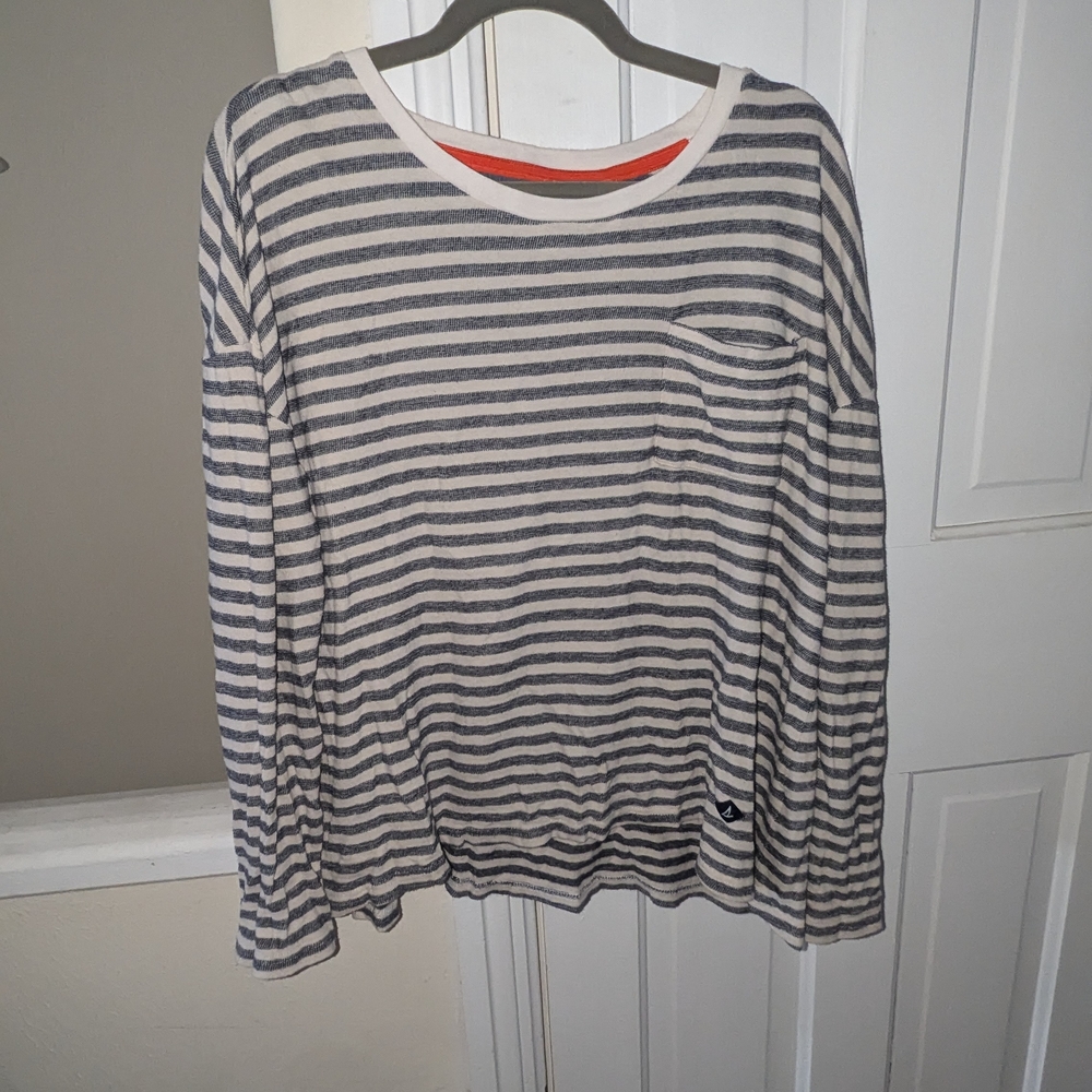 Sperry Navy and White Striped Top